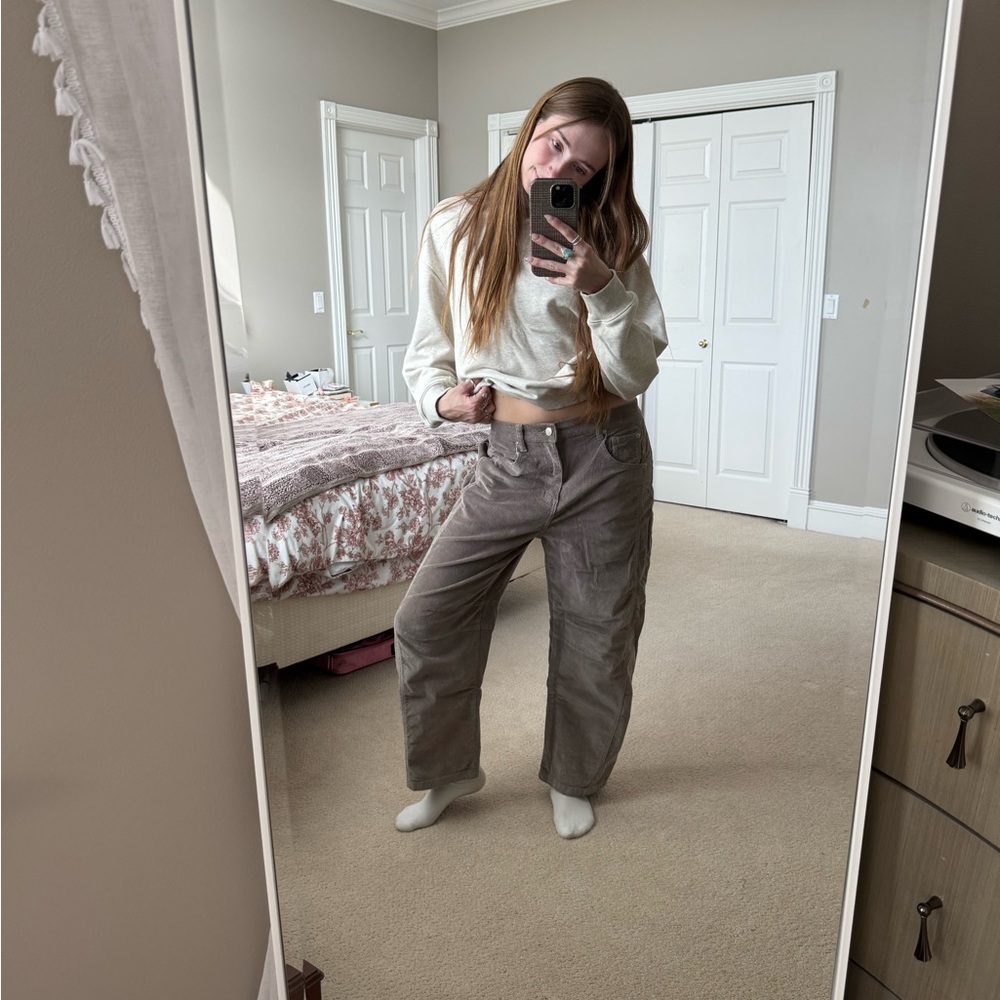Aaron & amber tan corduroy barrel pants